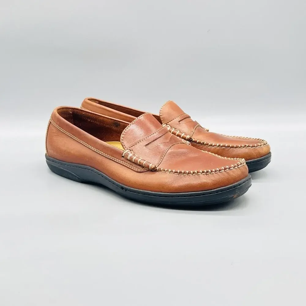 Cole Haan Shoes Men 9 Brown Leather Penny Loafers Moc Toe Slip On Casual Comfort